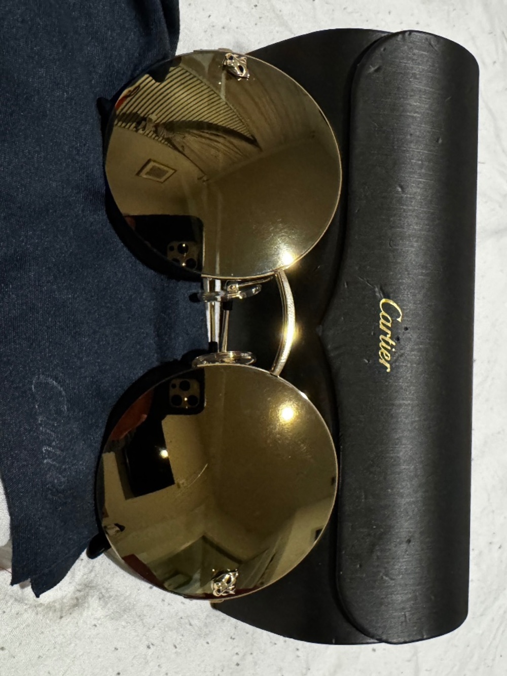 Vintage Cartier Gold Panthère Sunglasses 58X21X140 WW + Cartier Cleaning Kit